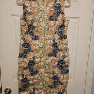 Nina Leonard Women's Jewel Neck Lace Sheath Dress